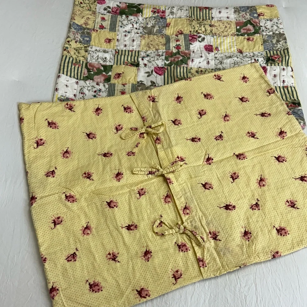 Set Of 2 Vintage French Quilted Cotton Shabby Chic Standard Pillow Sham Lovely